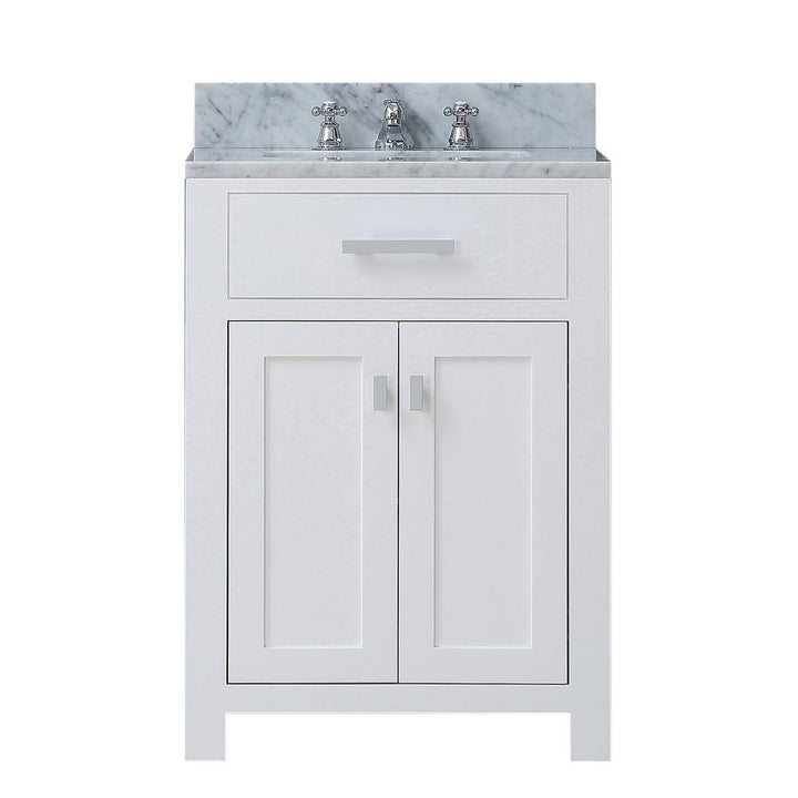 Madison 30 in. Vanity in Modern White with Marble Vanity Top in Carrara White
