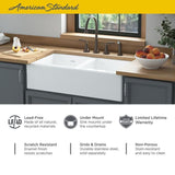 Delancey Farmhouse Apron Front Cast Iron 36 in. 4-Hole Double Bowl Kitchen Sink in Brilliant White