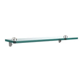 16 in. L x 2 in. H x 5 in. W Clear Glass Vanity Bathroom Shelf in Satin Nickel - Super Arbor