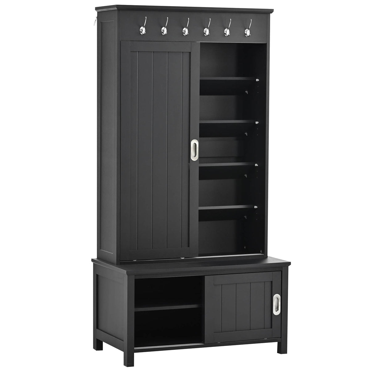 Yiekholo Casual 35.4-in Black Wood Hall Tree