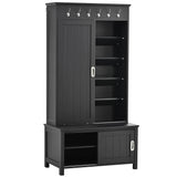 Yiekholo Casual 35.4-in Black Wood Hall Tree