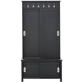 Yiekholo Casual 35.4-in Black Wood Hall Tree