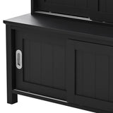 Yiekholo Casual 35.4-in Black Wood Hall Tree