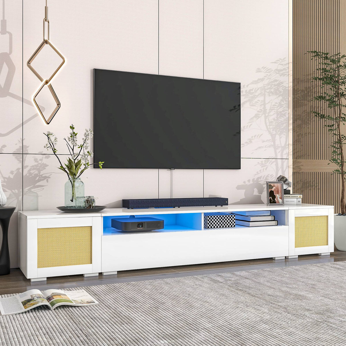 Yiekholo Modern/Contemporary White Tv Cabinet (Accommodates TVs up to 80-in)