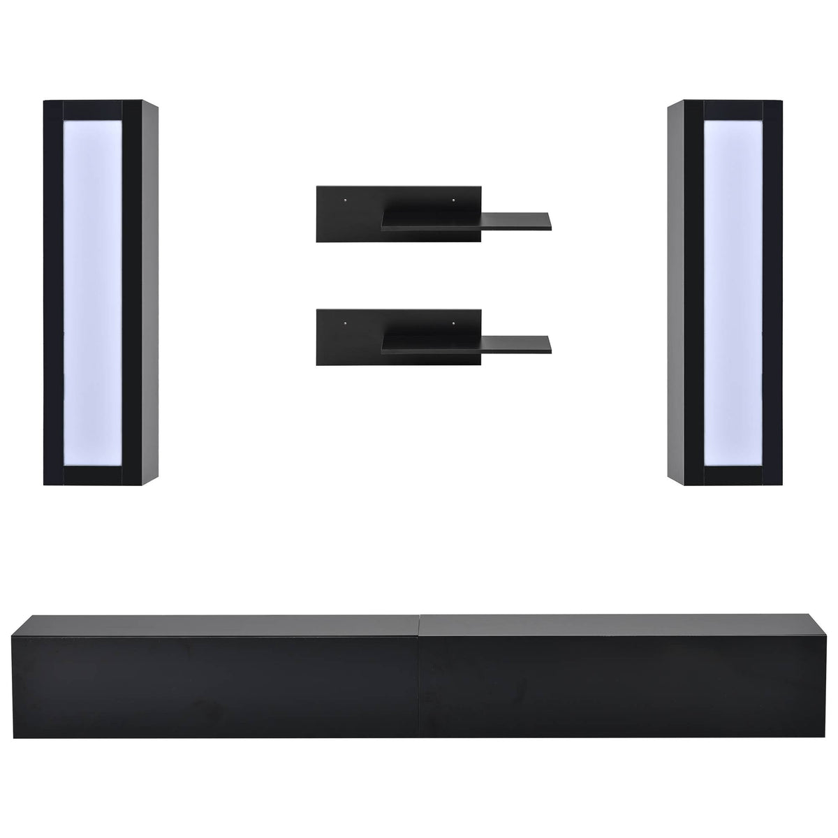 Yiekholo Modern/Contemporary Black Tv Cabinet (Accommodates TVs up to 80-in)