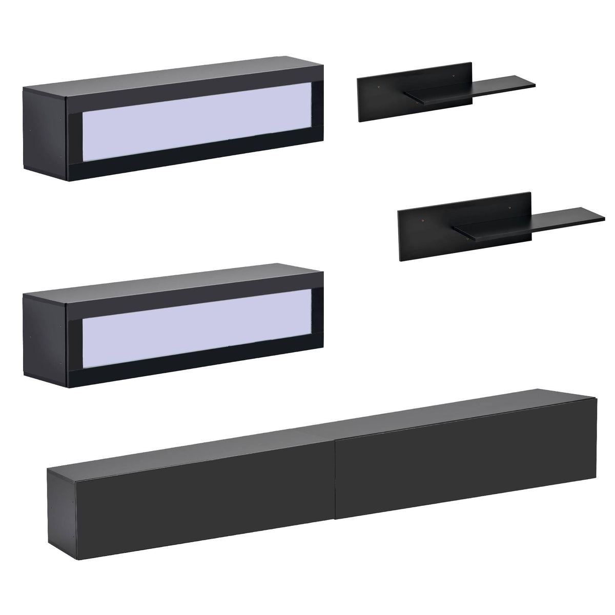 Yiekholo Modern/Contemporary Black Tv Cabinet (Accommodates TVs up to 80-in)