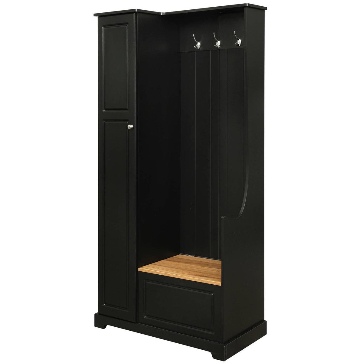 Yiekholo Casual 35.55-in Black Wood Hall Tree