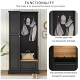 Yiekholo Casual 35.55-in Black Wood Hall Tree