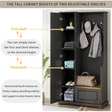 Yiekholo Casual 35.55-in Black Wood Hall Tree