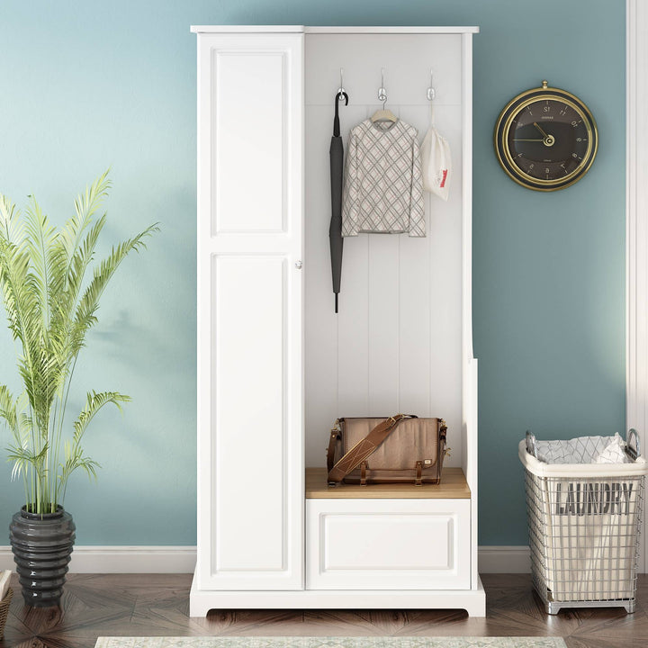 Yiekholo Casual 35.55-in White Wood Hall Tree