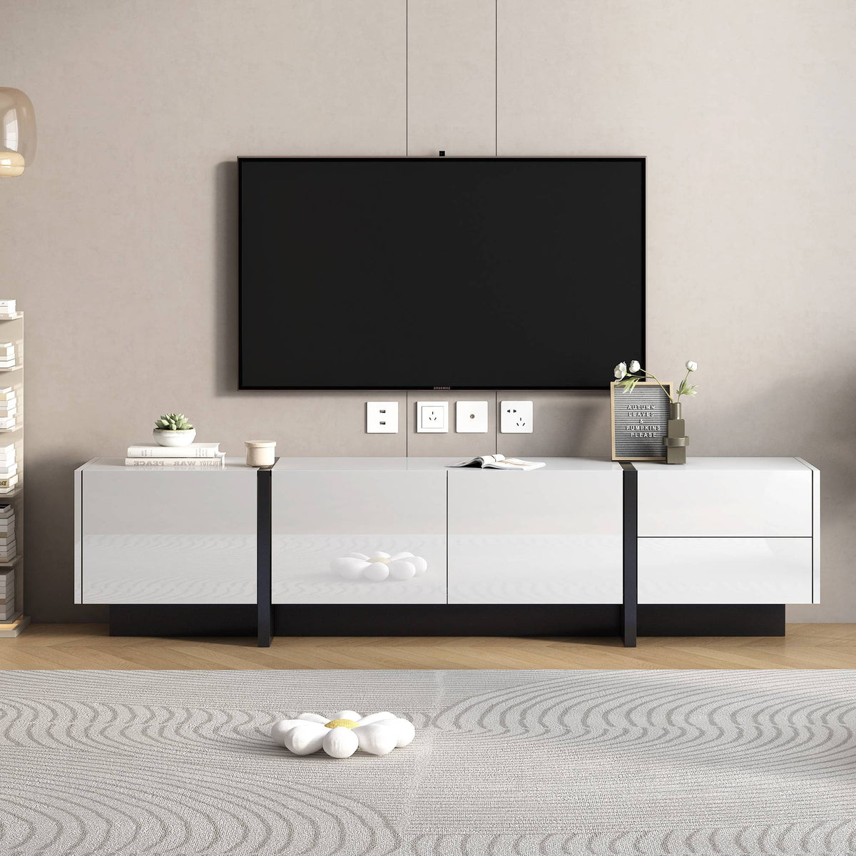 Yiekholo Modern/Contemporary White Tv Cabinet (Accommodates TVs up to 80-in)