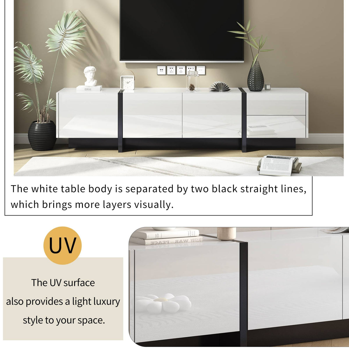 Yiekholo Modern/Contemporary White Tv Cabinet (Accommodates TVs up to 80-in)