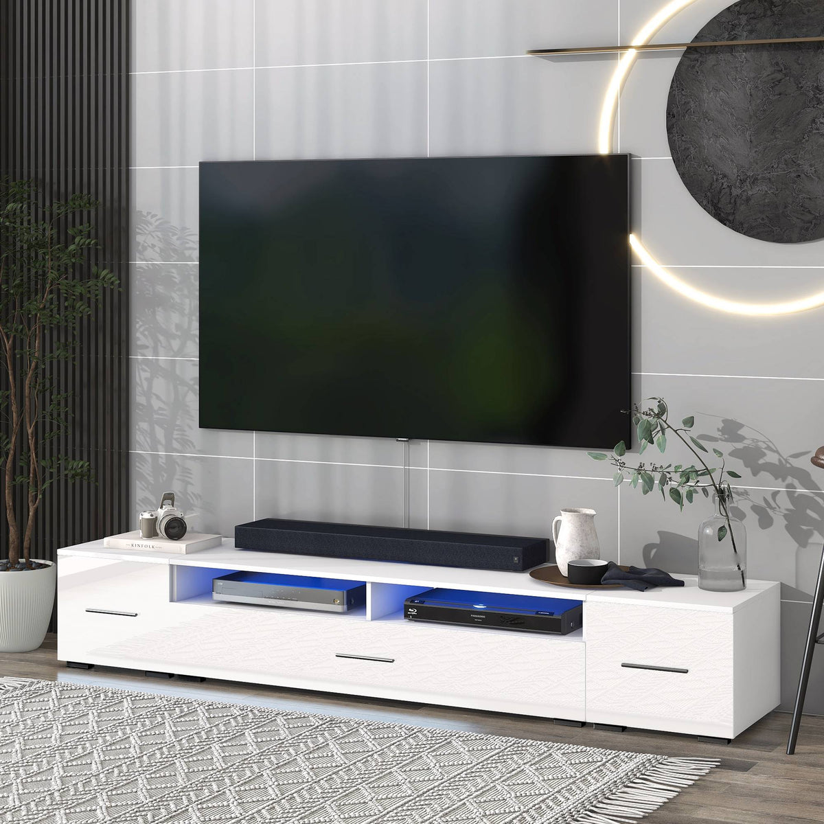 Yiekholo Modern/Contemporary White Tv Cabinet (Accommodates TVs up to 80-in)