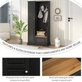 Yiekholo Casual 35.55-in Black Wood Hall Tree