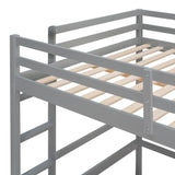 Yiekholo Gray Full Study Loft Bed with Writing Board, Built-in Desk, and Storage Cabinet