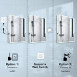 Forclover 24-in x 30-in Lighted LED Fog Free Surface/Recessed Mount Silver Mirrored Soft Close Medicine Cabinet with Outlet