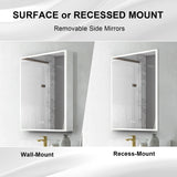 Forclover 24-in x 30-in Lighted LED Fog Free Surface/Recessed Mount Silver Mirrored Soft Close Medicine Cabinet with Outlet