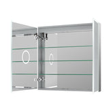 Forclover 30-in x 30-in Lighted LED Fog Free Surface/Recessed Mount Silver Mirrored Soft Close Medicine Cabinet with Outlet