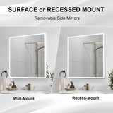 Forclover 30-in x 30-in Lighted LED Fog Free Surface/Recessed Mount Silver Mirrored Soft Close Medicine Cabinet with Outlet