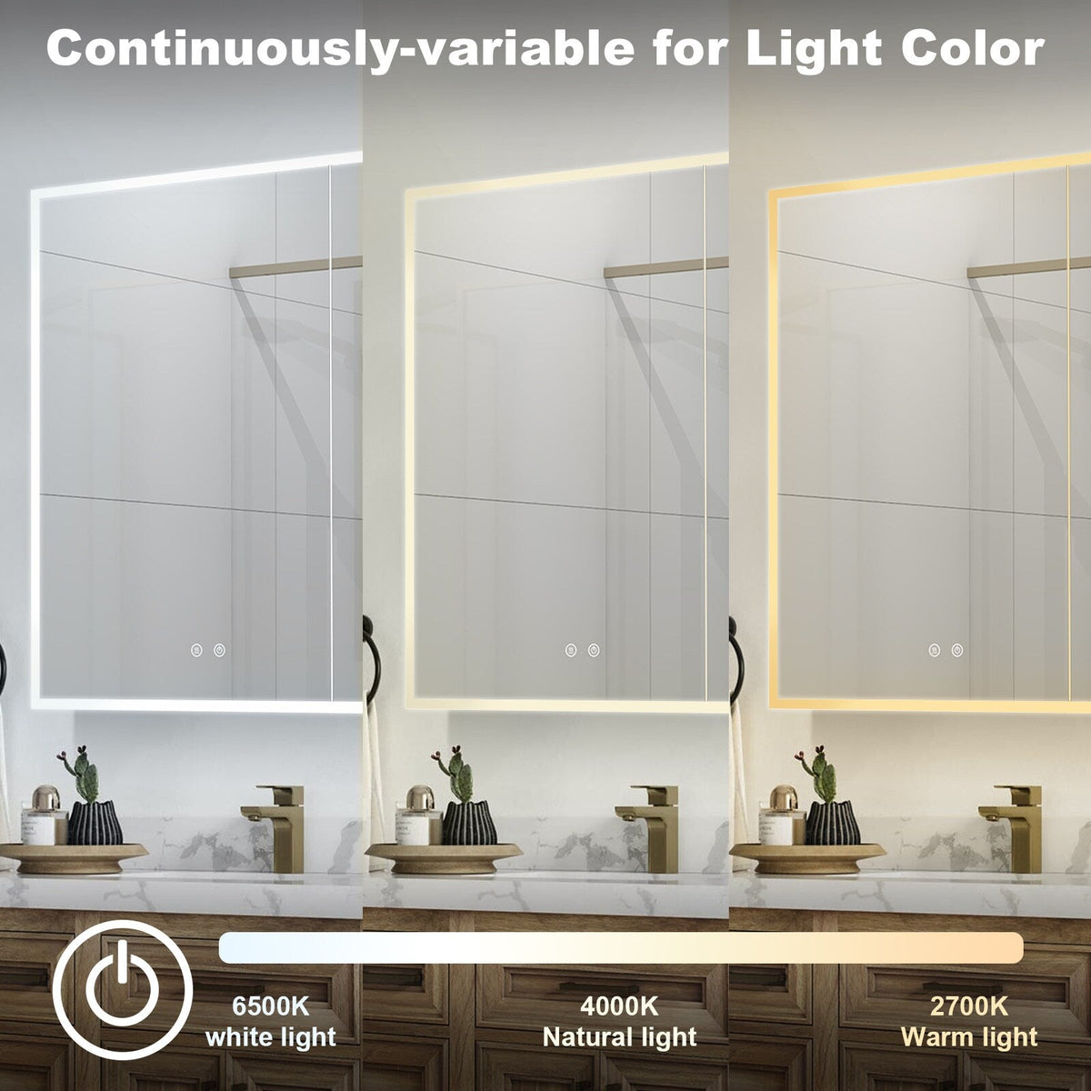 Forclover 30-in x 30-in Lighted LED Fog Free Surface/Recessed Mount Silver Mirrored Soft Close Medicine Cabinet with Outlet