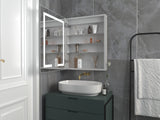 Forclover 24-in x 30-in Lighted LED Fog Free Surface/Recessed Mount Silver Mirrored Medicine Cabinet
