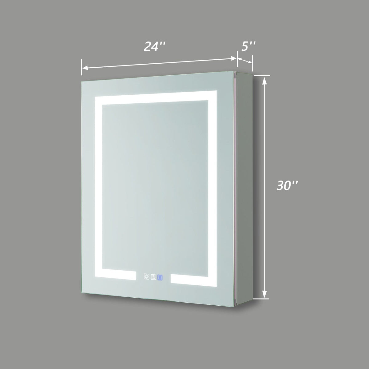 Forclover 24-in x 30-in Lighted LED Fog Free Surface/Recessed Mount Silver Mirrored Medicine Cabinet