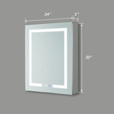 Forclover 24-in x 30-in Lighted LED Fog Free Surface/Recessed Mount Silver Mirrored Medicine Cabinet