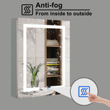 Forclover 24-in x 30-in Lighted LED Fog Free Surface/Recessed Mount Silver Mirrored Medicine Cabinet