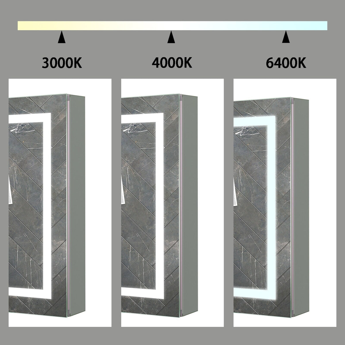 Forclover 24-in x 30-in Lighted LED Fog Free Surface/Recessed Mount Silver Mirrored Medicine Cabinet