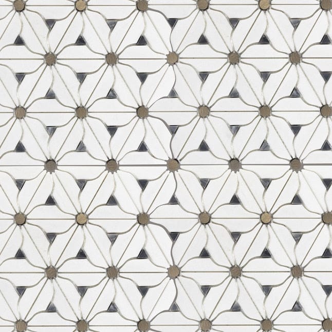 Boutique Stone La Fleur White 11-in x 12-in Honed Natural Stone Marble Pinwheel Patterned Wall Tile (0.9-sq. ft/ Piece)