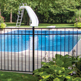 Freedom Concord/New Haven 7-ft H x 2-in W Black Aluminum Spaced Picket Flat-top Decorative Line Fence Post
