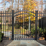Freedom Providence 5-ft H x 4-ft W Black Aluminum Spaced Picket Pressed-point Decorative Fence Gate