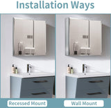 Forclover MA 30-in x 26-in Surface/Recessed Mount Silver Mirrored Soft Close Medicine Cabinet