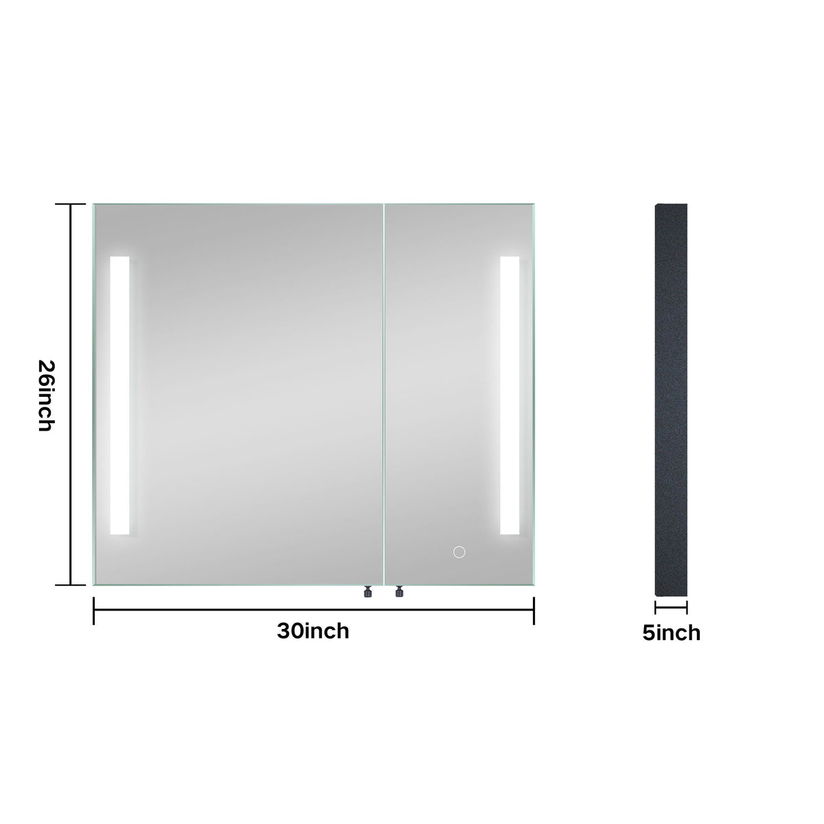 Forclover MA 30-in x 26-in Lighted LED Fog Free Surface Mount Black Mirrored Soft Close Medicine Cabinet