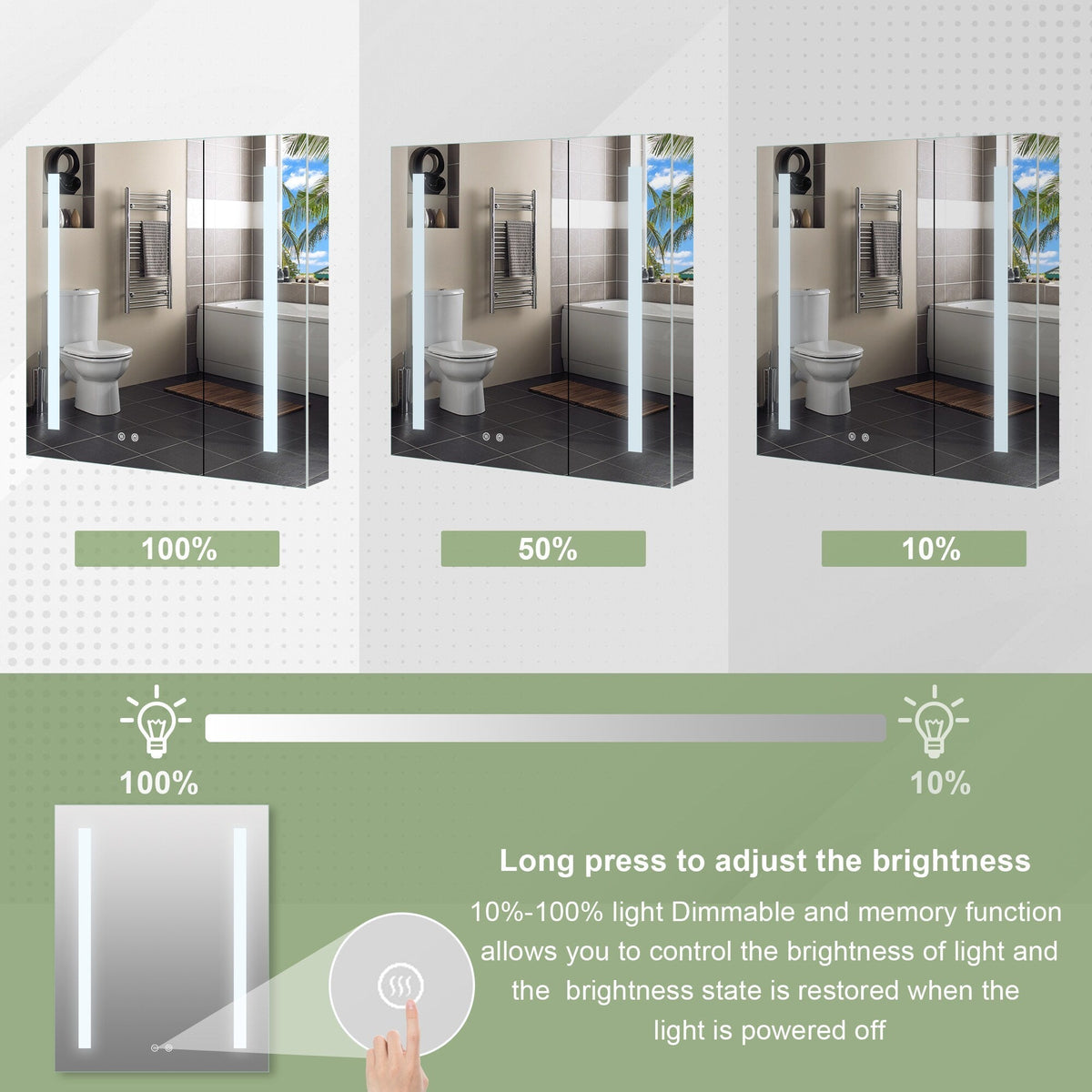 Forclover 30-in x 30-in Lighted LED Fog Free Surface/Recessed Mount Silver Mirrored Soft Close Medicine Cabinet with Outlet