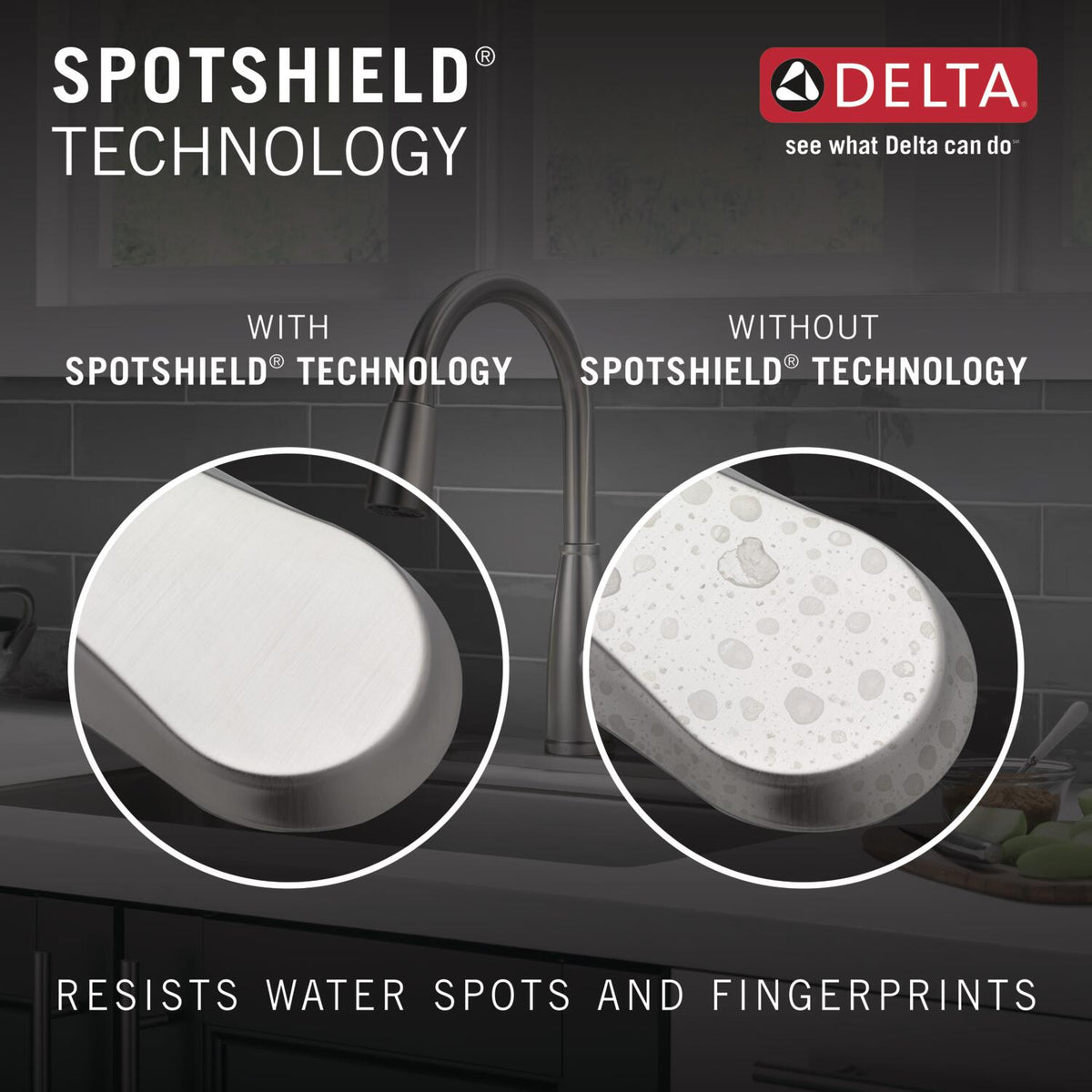 Delta Dunsley SpotShield Stainless 1-Handle Pull-Down Kitchen Faucet with Deck Plate & Soap Dispenser