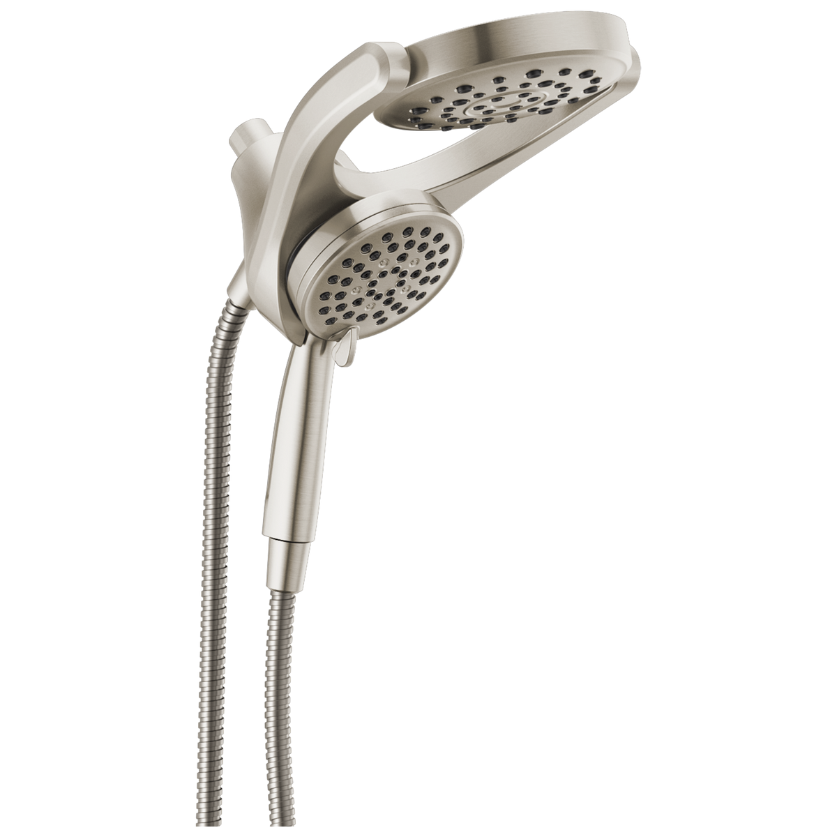 Delta HydroRain SpotShield Brushed Nickel 4-Spray Two-in-One Dual Shower Head, 2.5 GPM (9.5 LPM), 6-in Raincan, 60-in Hose