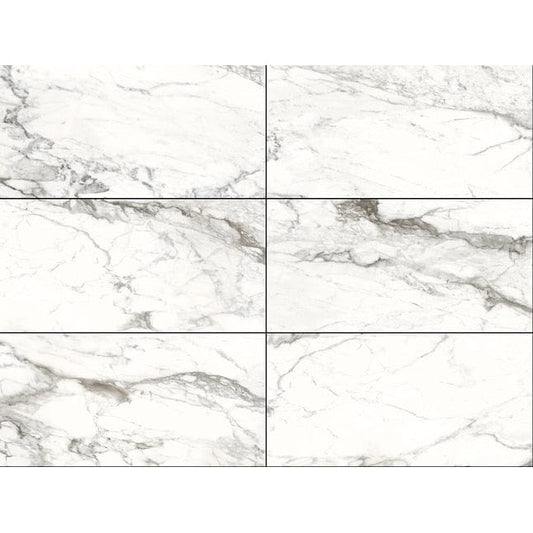 allen + roth Michelangelo Polished White Marble 18-in x 36-in Polished Porcelain Marble Look Floor and Wall Tile (4.43-sq. ft/ Piece)