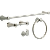 DELTA Lahara 4-Piece Decorative Bathroom Hardware Set – Brilliance Stainless, 24-in Towel Bar, TP Holder, Towel Ring, Robe Hook