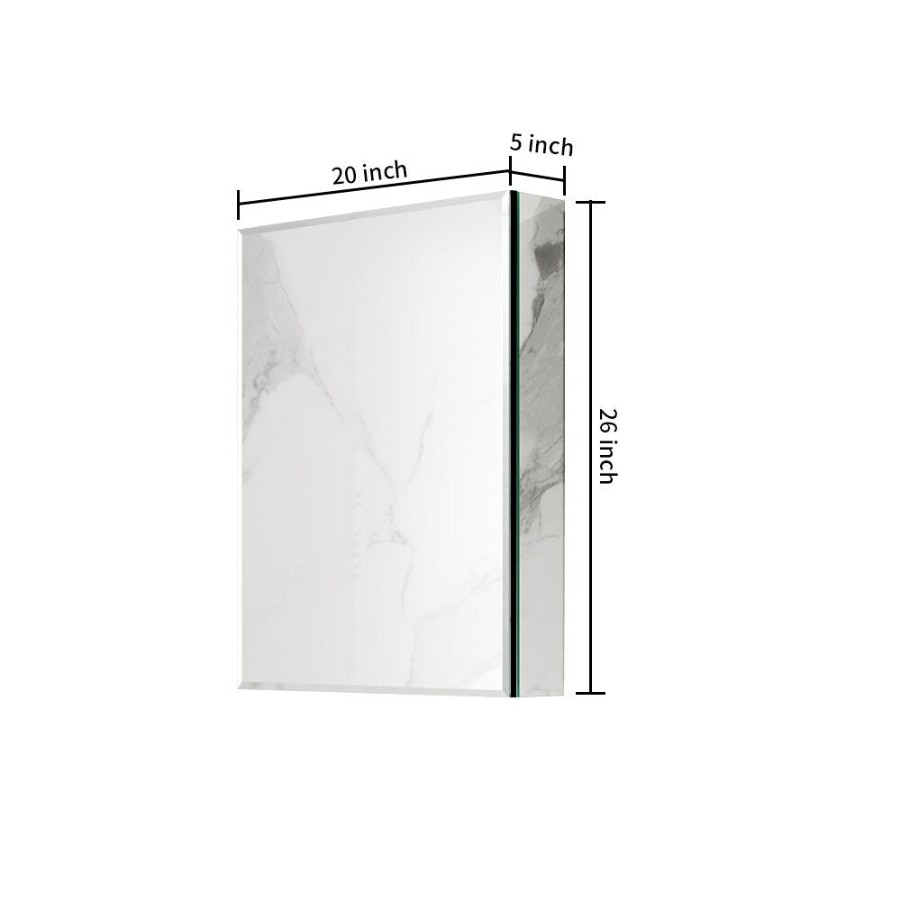 Forclover MA 20-in x 26-in Surface Mount Silver and Black Mirrored Soft Close Medicine Cabinet