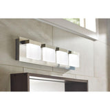 Alberson Collection 4-Light Brushed Nickel LED Vanity Light with Frosted Acrylic Shade