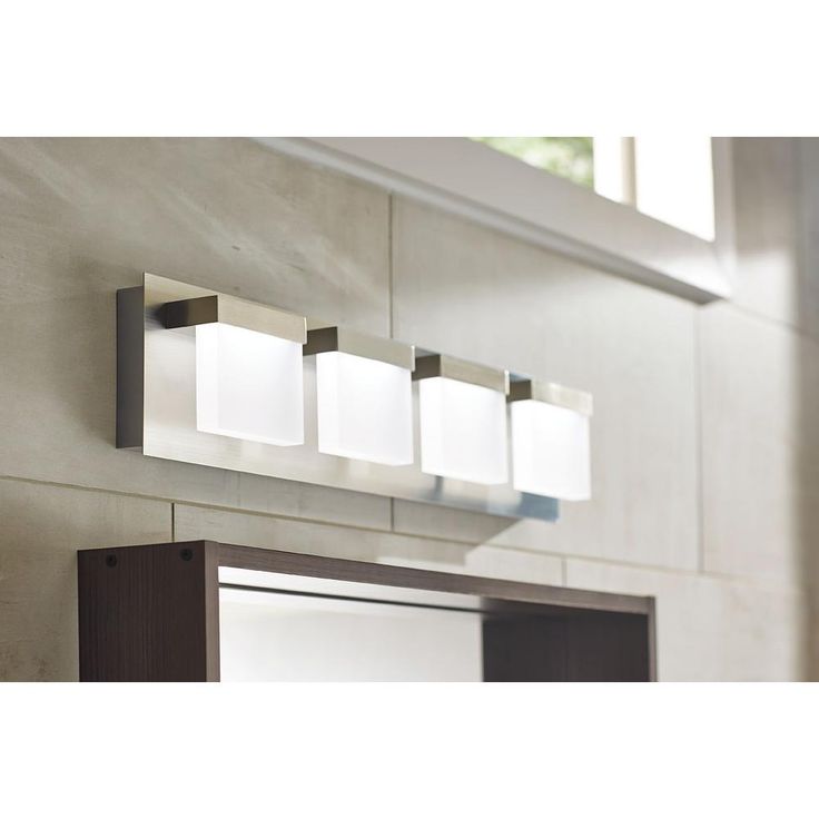 Alberson Collection 4-Light Brushed Nickel LED Vanity Light with Frosted Acrylic Shade