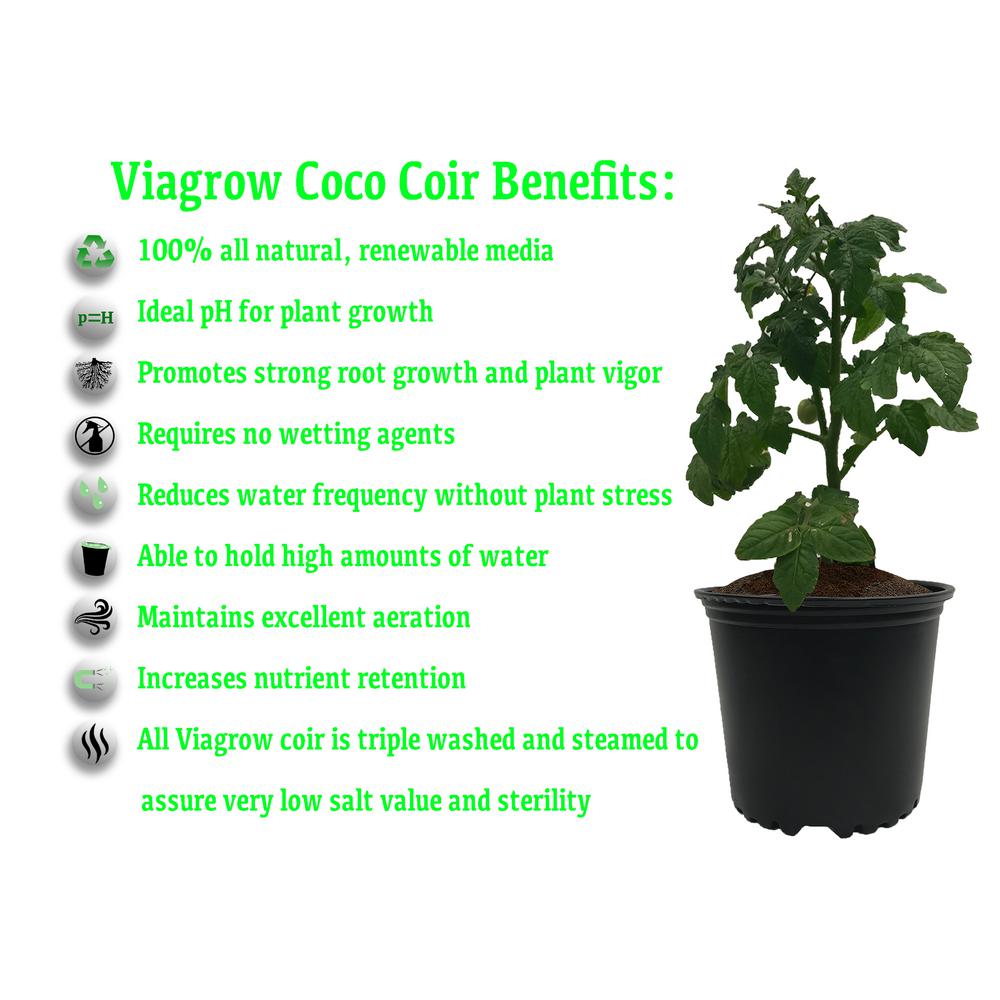 Viagrow 1.5 cu. ft. Coco Coir Fluffed Coconut Pith Fiber Soilless Grow Media Bag - Super Arbor