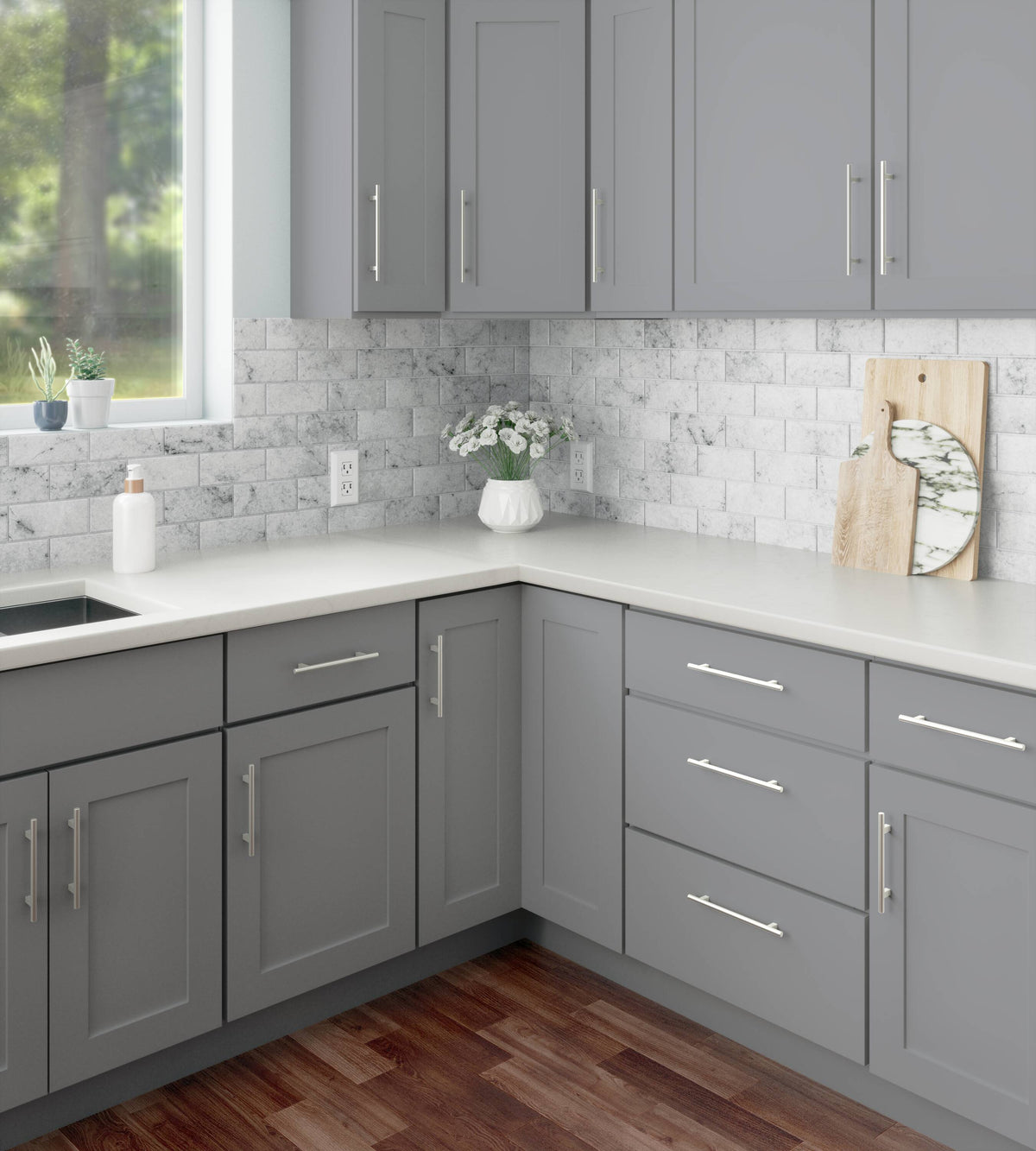 RELIABILT Overlake 12-in W x 34.5-in H x 24-in D Gray 1-Drawer Base Ready To Assemble Plywood Cabinet (Recessed Panel Shaker Door Style)