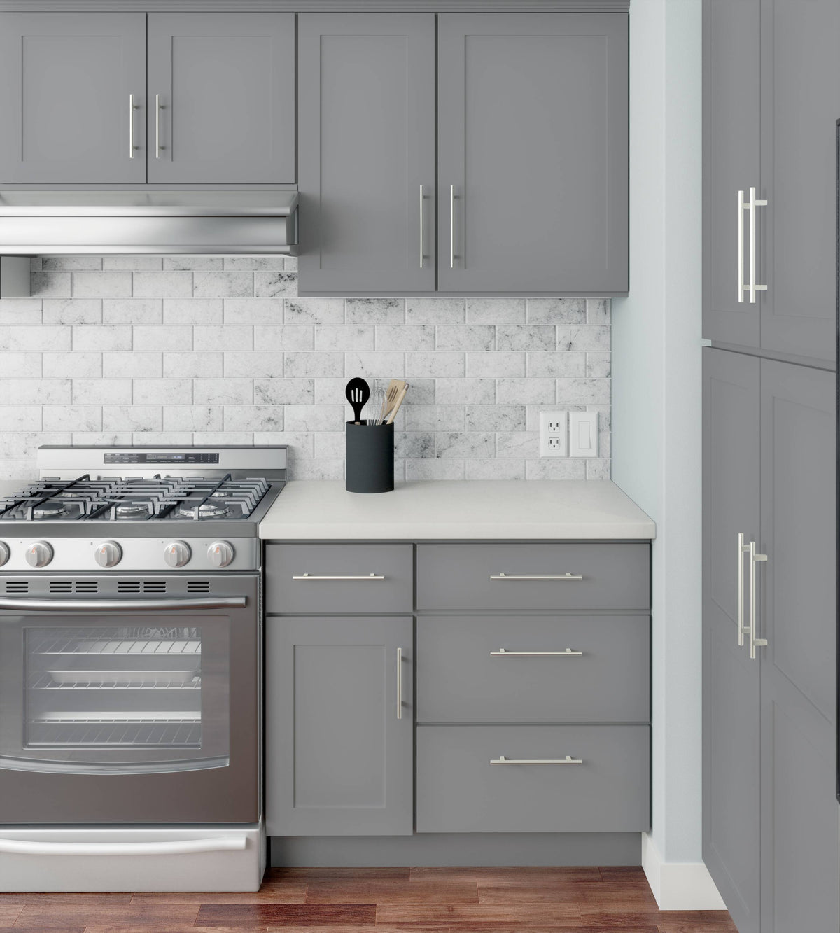 RELIABILT Overlake 12-in W x 34.5-in H x 24-in D Gray 1-Drawer Base Ready To Assemble Plywood Cabinet (Recessed Panel Shaker Door Style)
