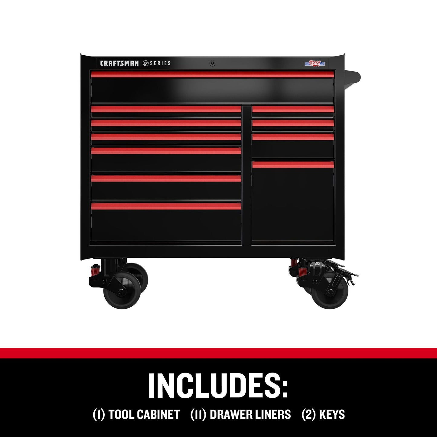 CRAFTSMAN V-Series 41-Inch Rolling Tool Cabinet with 11 Drawers - Black