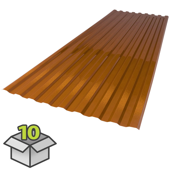 SUNTUF PALRAM 2.2-ft x 6-ft Corrugated Copper Polycarbonate Roof Panel, 10-Pack