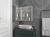 Forclover 20-in x 26-in Lighted LED Fog Free Surface/Recessed Mount Silver Mirrored Medicine Cabinet with Outlet