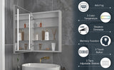 Forclover 20-in x 26-in Lighted LED Fog Free Surface/Recessed Mount Silver Mirrored Medicine Cabinet with Outlet