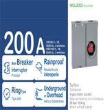Square D QO CQRA200 200-Amp 0-space load center - label view